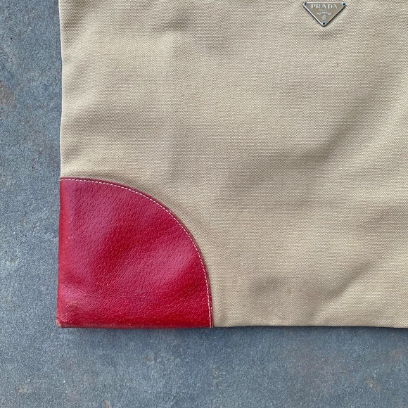 Vintage Prada Small Red Canvas Book Tote Bag AUTHENTIC - Picture 8 of 8